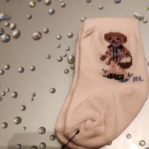 Cream Ralph Laren  Socks with Bear Design